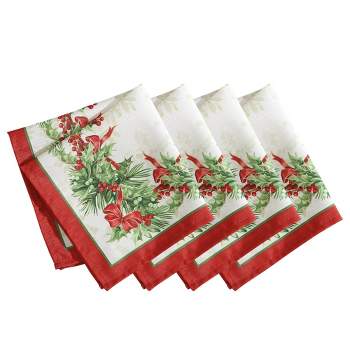 Holly Traditions Holiday Napkins, Set of 4 - 17" x 17" - Red/Green - Elrene Home Fashions