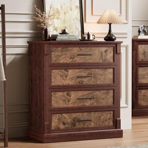 TackView 4 Drawer Farmhouse Dresser for Bedroom, 34.6''Tall Chest of Drawers with Metal Handles, Rustic Wooden Dresser for Living Room, Hallway - 1 of 4