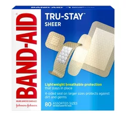 Band-Aid Brand Tru-Stay Sheer Strips Adhesive Bandages Assorted Sizes - 80 ct