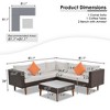 4-pieces Outdoor Wicker Sofa Set, Patio Furniture with Colorful Pillows, L-shape sofa set, Beige cushions and Brown Rattan - 3 of 4