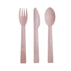 foodstiks Premium Compostable Disposable Wood Cutlery Forks, Knives & Spoons - 24pc