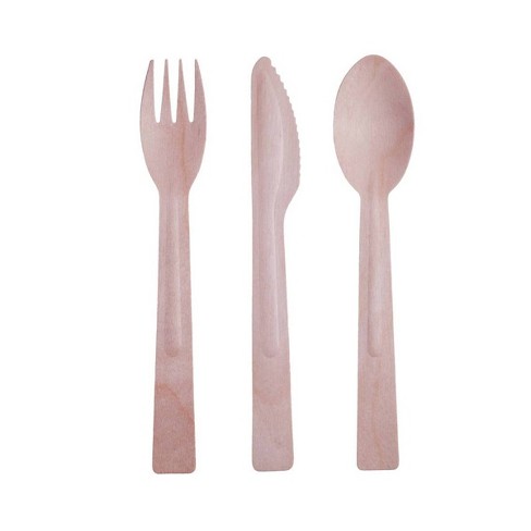 foodstiks Premium Compostable Disposable Wood Cutlery Forks, Knives & Spoons - 24pc - image 1 of 4