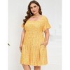 Clearlove Plus Size Dress Women's Plus Size Floral V-Neck Dress Short Sleeve Knee Length A-line Mini Dresses - 3 of 4