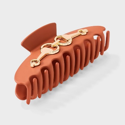Chain Link Detailed Hair Claw Clip - A New Day™ Brown/Gold