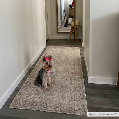 Gray and Beige Synthetic Medallion Rectangular Area Rug
