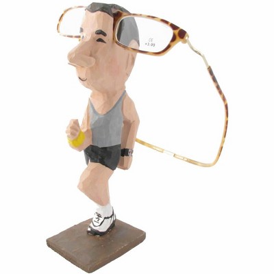Jogger Male Peeper Eyeglass/Sunglass Holder Stand Hand Carve&Painted Wood Sculpt