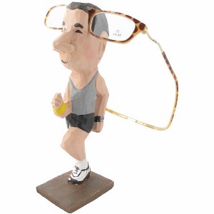 Jogger Male Peeper Eyeglass/Sunglass Holder Stand Hand Carve&Painted Wood Sculpt - 1 of 1