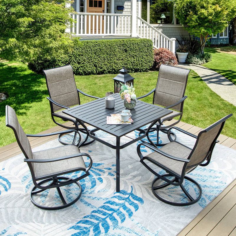 Outdoor Square Steel Dining Table - Black - Captiva Designs, 6 of 11