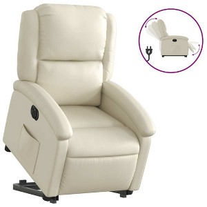 vidaXL Cream Faux Leather Electric Recliner Chair-Power Lift, Motorized Reclining, Padded Comfort, Sturdy Frame- Living Room/Bedroom - 1 of 4