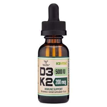 Vitamin D3 + K2 Liquid Drops - 5000 IU D3, 200 mcg K2, 30 Servings by Double Wood Supplements - Supports Immune Health