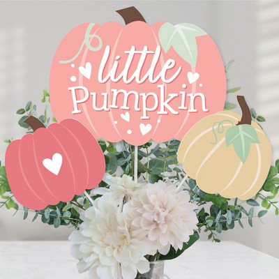 Big Dot of Happiness Girl Little Pumpkin - Fall Birthday Party or Baby  Shower Centerpiece Sticks - Table Toppers - Set of 15