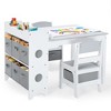Kinder King 3-in-1 Kids Table & 2 Chairs Set with Storage, Removable Top & Blackboard, for Art, Crafts, Reading - 2 of 4