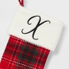 20" Plaid Monogram Christmas Holiday Stocking with Faux Fur Cuff Red/Green/White - Wondershop™ - 3 of 3