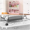 Kids Bookcase with Toy Storage - 4-Cubby Wooden Bookshelf with 3 Drawers & Slanted Toy Bins for Nursery, Playroom (Pink) - 2 of 4
