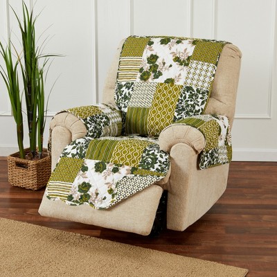 Great Bay Home Patchwork Scalloped Printed Recliner Protector - Taupe