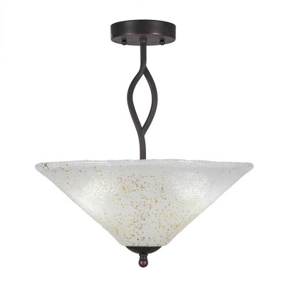 Toltec Lighting Revo 3 - Light Flush Mount in  Dark Granite with 16" Gold Ice Shade