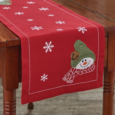 Park Designs Farmhouse Snowman Table Runner - 36''L - Red