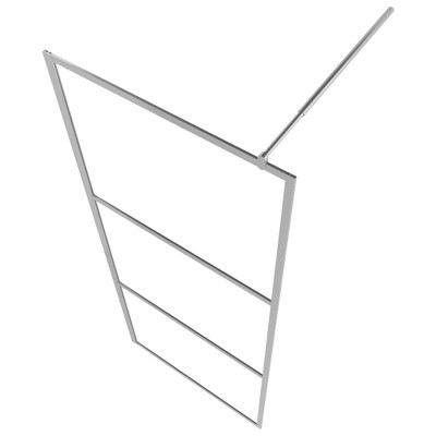 Modern Half Frosted ESG Glass Walk-In Shower Wall with Aluminum Frame