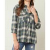 Women's Plaid Flannel Babydoll Top - entro - 2 of 4