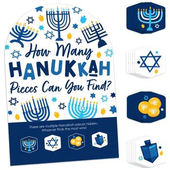 Big Dot of Happiness Hanukkah Menorah - Chanukah Holiday Party Scavenger Hunt - 1 Stand and 48 Game Pieces - Hide and Find Game
