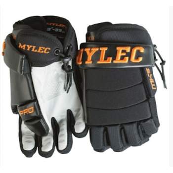MyLec MK5 Hockey Gloves, Hook Closure, 3-Roll Design, Nylon Hockey Stuff with Tough Leather Palm, Lacrosse Gloves, EVA Foam