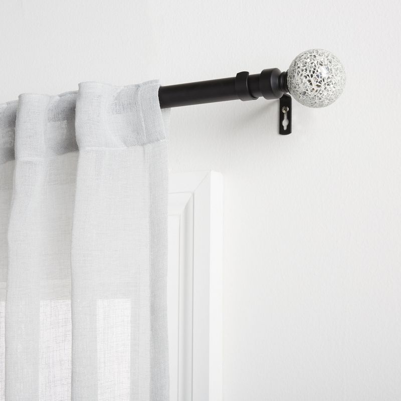 Exclusive Home White Mosaic 1" Curtain Rod and Coordinating Finial Set, 1 of 3
