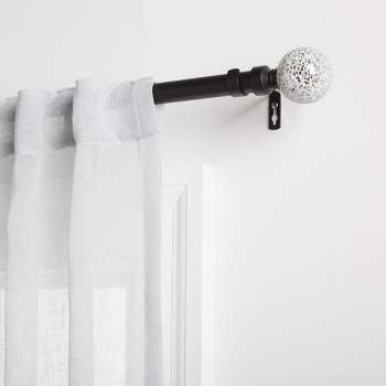 Exclusive Home White Mosaic 1" Curtain Rod and Coordinating Finial Set
