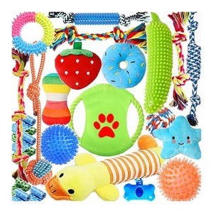 Itopfox Dog Toys 25 Pack for Fun and Teeth Cleaning, Puppy Chew Toys with Squeak Plush Toy, Squeaky Toy Balls, Tug of War and Rope Toys for Puppy - 1 of 4
