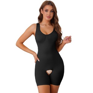 INSPIRE CHIC Women's V Neck Butt Lifter Full Tummy Control Thigh Slimmer Body Shapers - 1 of 4
