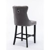 Lyngins Modern Velvet Bar Stools Set of 2, Upholstered Counter Height Bar Stools with Button Tufted & Wooden Legs, Leisure Bar Chairs, Counter Stools - 4 of 4