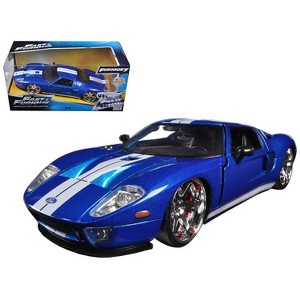 Ford GT Blue with White Stripes "Fast & Furious 7" (2015) Movie 1/24 Diecast Model Car by Jada " - 1 of 3