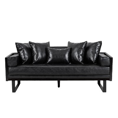 NicBex PU Leather Loveseat Sofa Tufted Buttons Comfy Sofa Couch with Metal Legs for Living Room,Apartment