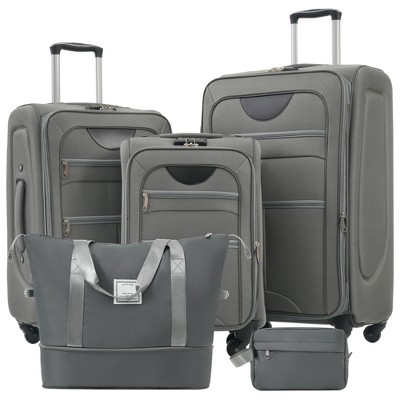 Dexmalle Softside Luggage Expandable 3 Piece Set Suitcase