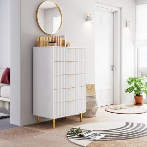Modern 5 Drawer Dresser for Bedroom with Gold Handle and Large Drawer - 1 of 4