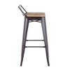 Low Back Metal and Wood Barstool with Square Seat for Kitchen Island or Home Bar, Set of 2 - 3 of 4