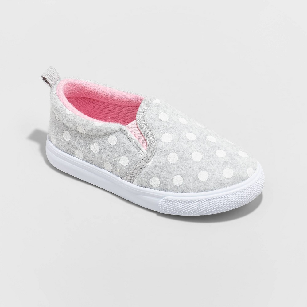 Toddler Girls' Alexus Polka Dots Slip-On Sneakers - Cat & Jack Gray 9T