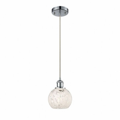 White Mouchette - 1 Light Cord Hung Mini Pendant In Modern Style-8 Inches Tall and 6 Inches Wide