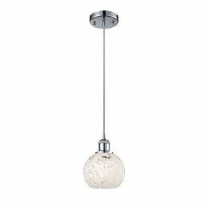 White Mouchette - 1 Light Cord Hung Mini Pendant In Modern Style-8 Inches Tall and 6 Inches Wide - 1 of 1