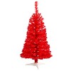 3ft. Red Artificial Christmas Tree with 50 LED Lights & 118 Branches – Bold Festive Holiday X-Mas Accent - 3 of 4