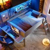 CAVINAS Full Size Loft Bed Wooden Bed Frame with Desk, LED, Inclined Ladder and Guardrail for Bedroom - 2 of 4