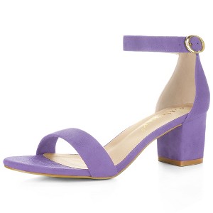 Allegra K Women's Open Toe Block Heel Adjustable Buckled Ankle Strap Sandals - 1 of 4