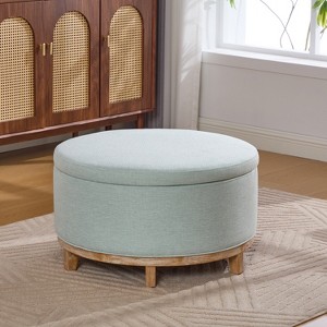 Christopher Knight Home Aikenhead Modern Round Storage Ottoman with Wooden Legs - 1 of 4