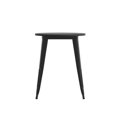 Black Round Poly Resin and Steel Indoor/Outdoor Dining Table