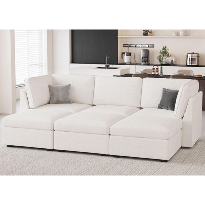 Belffin 6-Seater Sleeper Sectional - Convertible Cloud Couch with Storage & Plush Chenille
