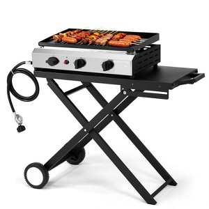 Karl Home 3 Burner Foldable Propane Griddle Rolling Flat Top Gas Grill with Wheels for Outdoor Cooking Camping - 1 of 4
