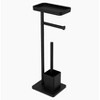 Home Mart Goods Matte Black Toilet Paper Holder Stand With Phone/Wipes Shelf & Toilet Brush - 26" Tall - 3 of 4