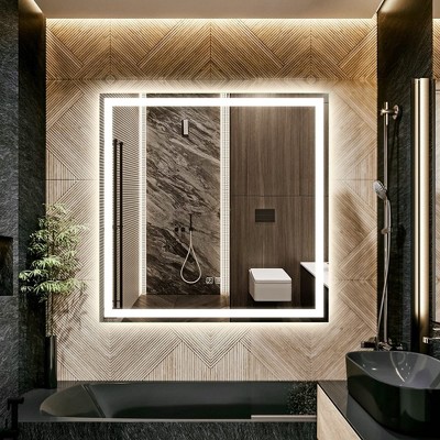 LOVMOR Led Mirror for Bathroom,Backlit Lighted,Anti-Fog, Dimmable, Vertical & Horizontal Mount