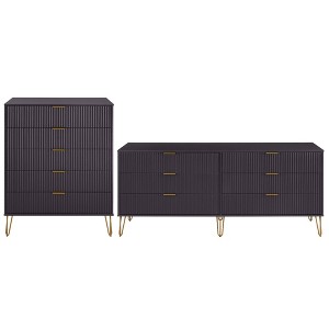 Manhattan Comfort Dumbo 2pc Modern 5 Drawer Dresser and 6 Drawer Double Dresser Set - 1 of 4