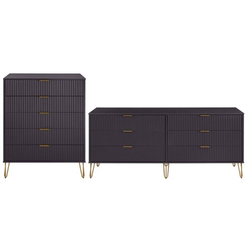 Manhattan Comfort Dumbo 2pc Modern 5 Drawer Dresser and 6 Drawer Double Dresser Set - image 1 of 4