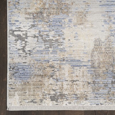 Handmade Grey Blue Abstract Wool Synthetic 8' x 10' Rug